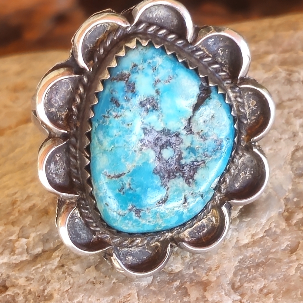 Sterling Silver Vintage TURQUOISE ring - Picture 12 of 17